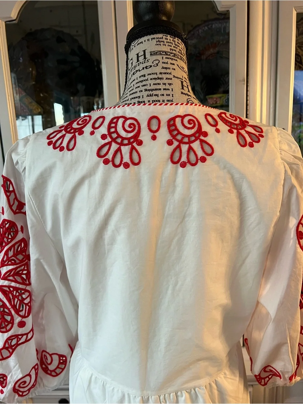 FARM Rio White Richelieu Red Embroidery Maxi Dress M - Picture 16 of 16